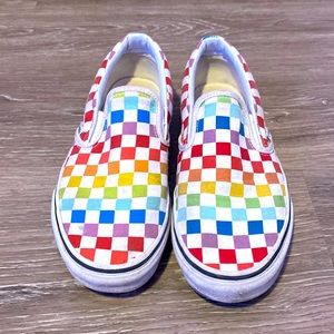 Slip-on Checkboard rainbow shoes from Vans.